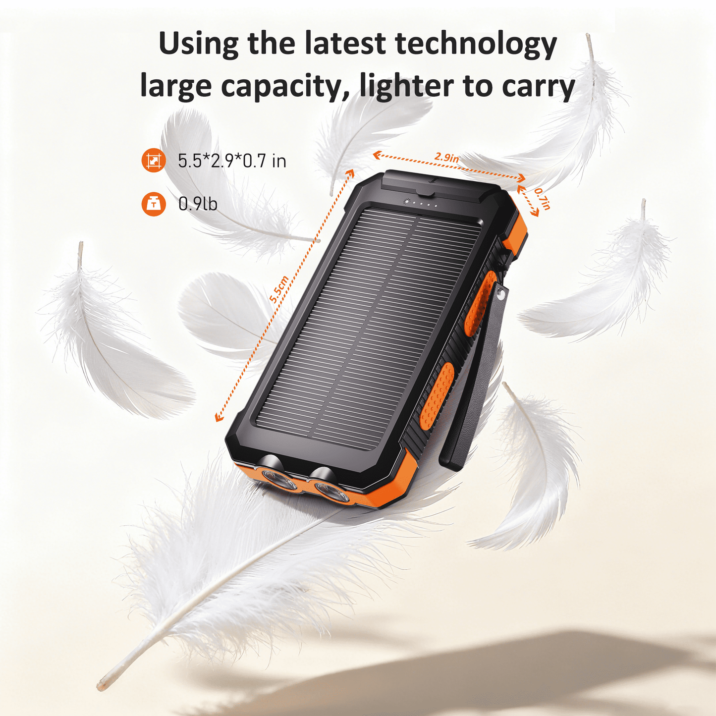 SOLPOWBEN 30000mAh Solar Power Bank Compatible for Iphone 17 Cell Phone 12W Portable Charger Power Bank for Outdoor Camping Hiking (Orange)
