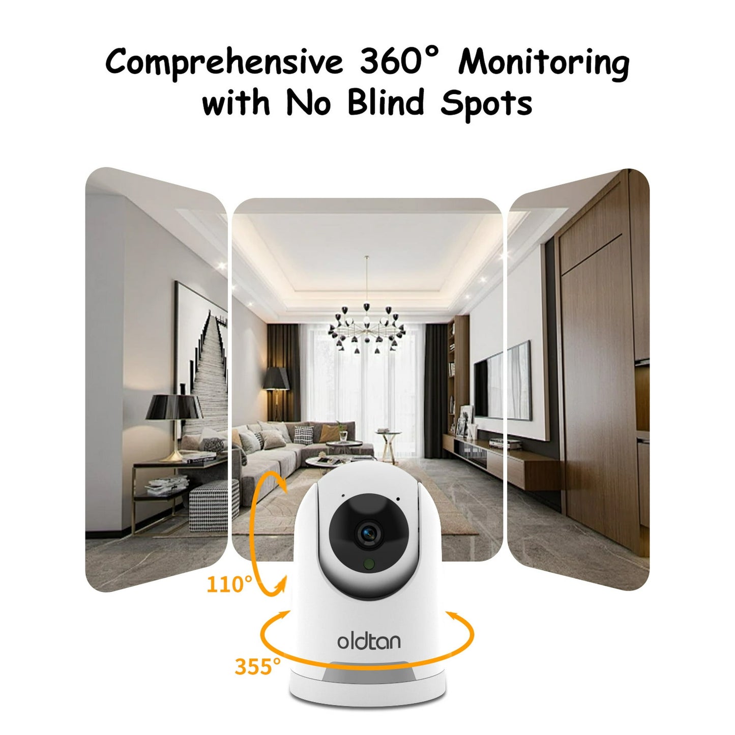 Oldtan WiFi Security Indoor Camera - 2.5K HD Baby Monitor for Home, 2-Way Audio, Auto Tracking