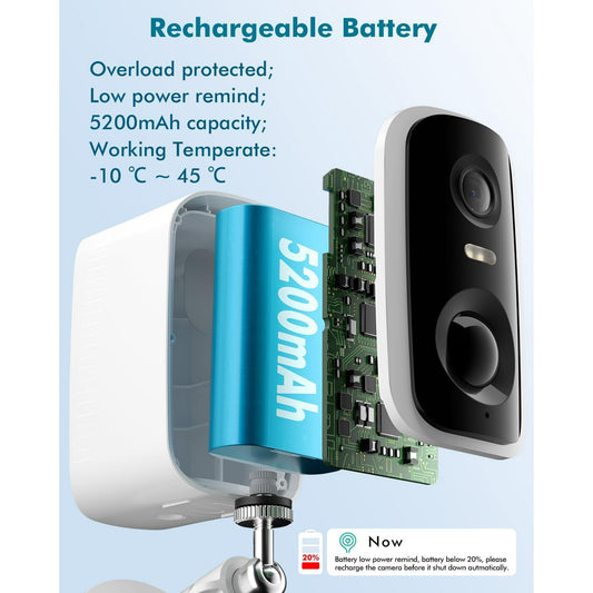 2K Security Cameras Wireless Outdoor, Battery Operated WiFi Cameras for Home Security with AI Motion Detection, Color Night Vision, Spotlight, Siren, IP65 Waterproof, SD/Cloud Storage