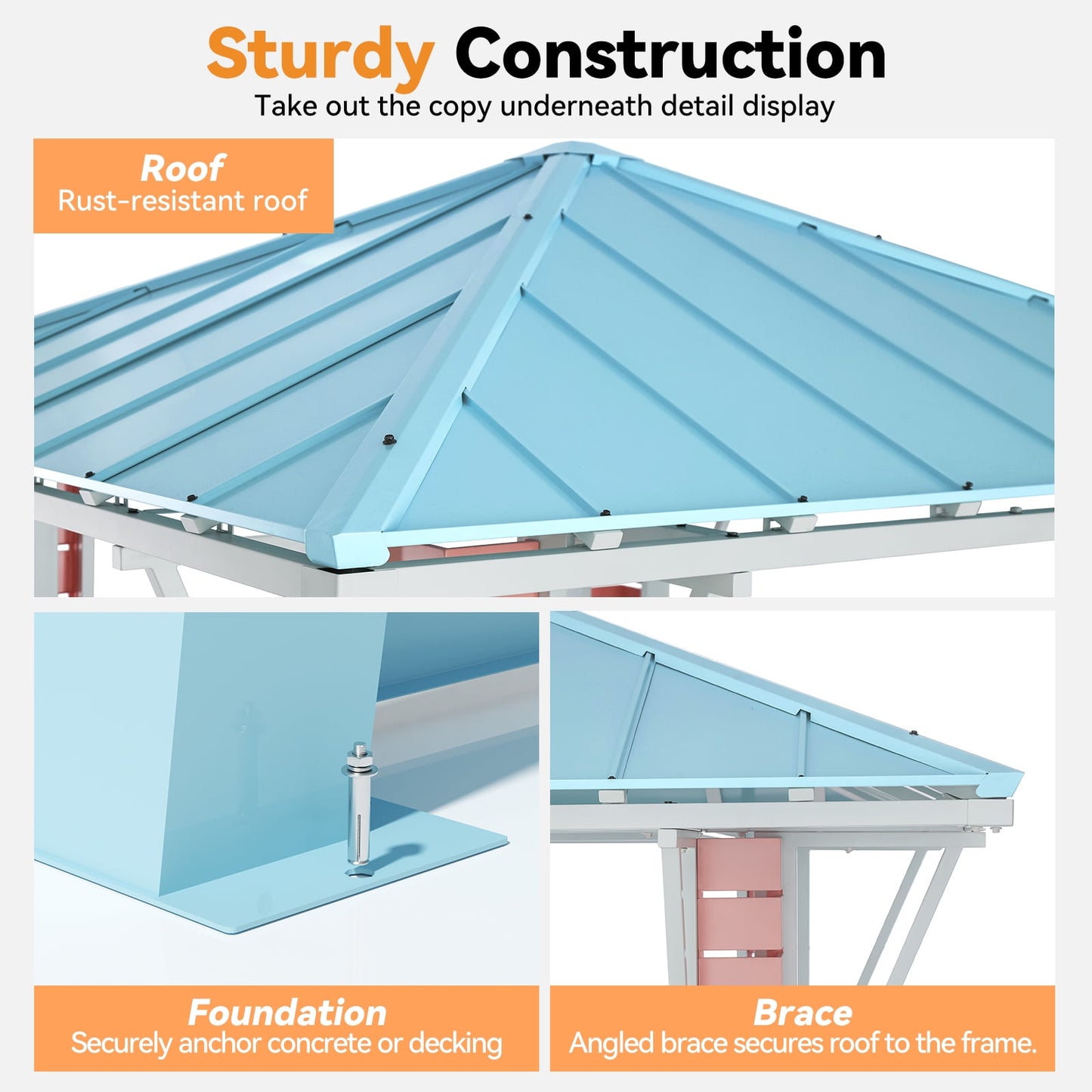 Modern Shade 8' x 8' Outdoor Grill Gazebo with USB Port and Hooks, Steel Frame for Patio or Poolside